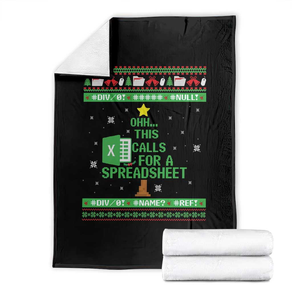 Funny Excel Christmas Tree Throw Blanket This Calls for a Spreadsheet Xmas DIV0 Errors TS02 Black Print Your Wear