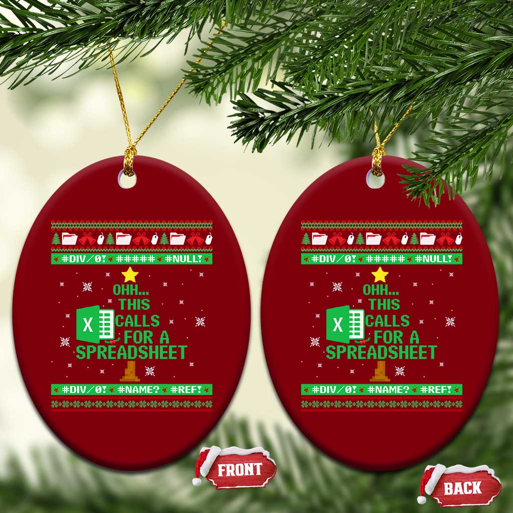 Funny Excel Christmas Tree Ceramic Ornament This Calls for a Spreadsheet Xmas DIV0 Errors TS02 Print Your Wear