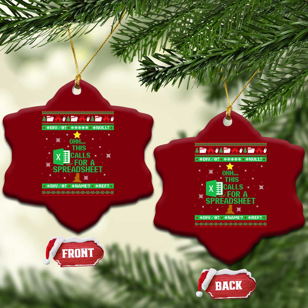 Funny Excel Christmas Tree Ceramic Ornament This Calls for a Spreadsheet Xmas DIV0 Errors TS02 Print Your Wear