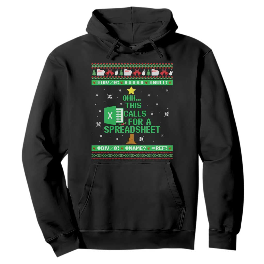 Funny Excel Christmas Tree Hoodie This Calls for a Spreadsheet Xmas DIV0 Errors TS02 Black Print Your Wear