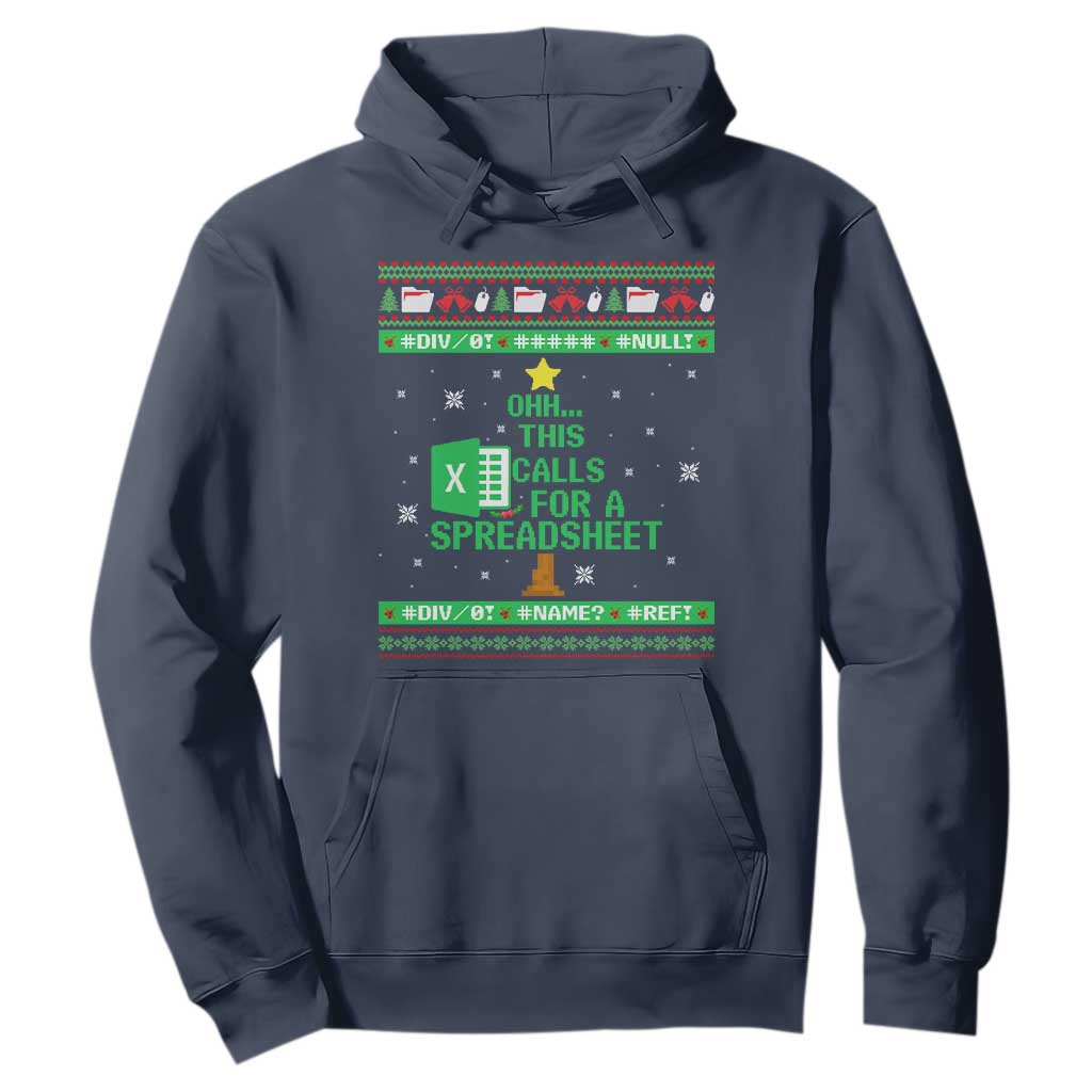 Funny Excel Christmas Tree Hoodie This Calls for a Spreadsheet Xmas DIV0 Errors TS02 Navy Print Your Wear