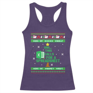 Funny Excel Christmas Tree Racerback Tank Top This Calls for a Spreadsheet Xmas DIV0 Errors TS02 Purple Print Your Wear