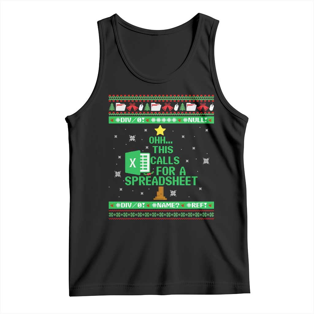 Funny Excel Christmas Tree Tank Top This Calls for a Spreadsheet Xmas DIV0 Errors TS02 Black Print Your Wear