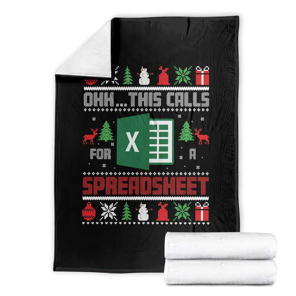 This Calls for a Spreadsheet Christmas Throw Blanket Funny Excel Xmas Gift for Data Nerds Accountants TS02 Black Print Your Wear