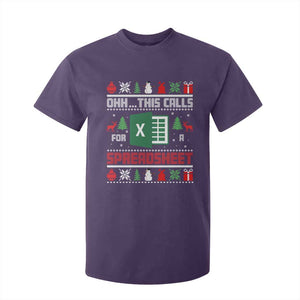 This Calls for a Spreadsheet Christmas T Shirt For Kid Funny Excel Xmas Gift for Data Nerds Accountants TS02 Purple Print Your Wear