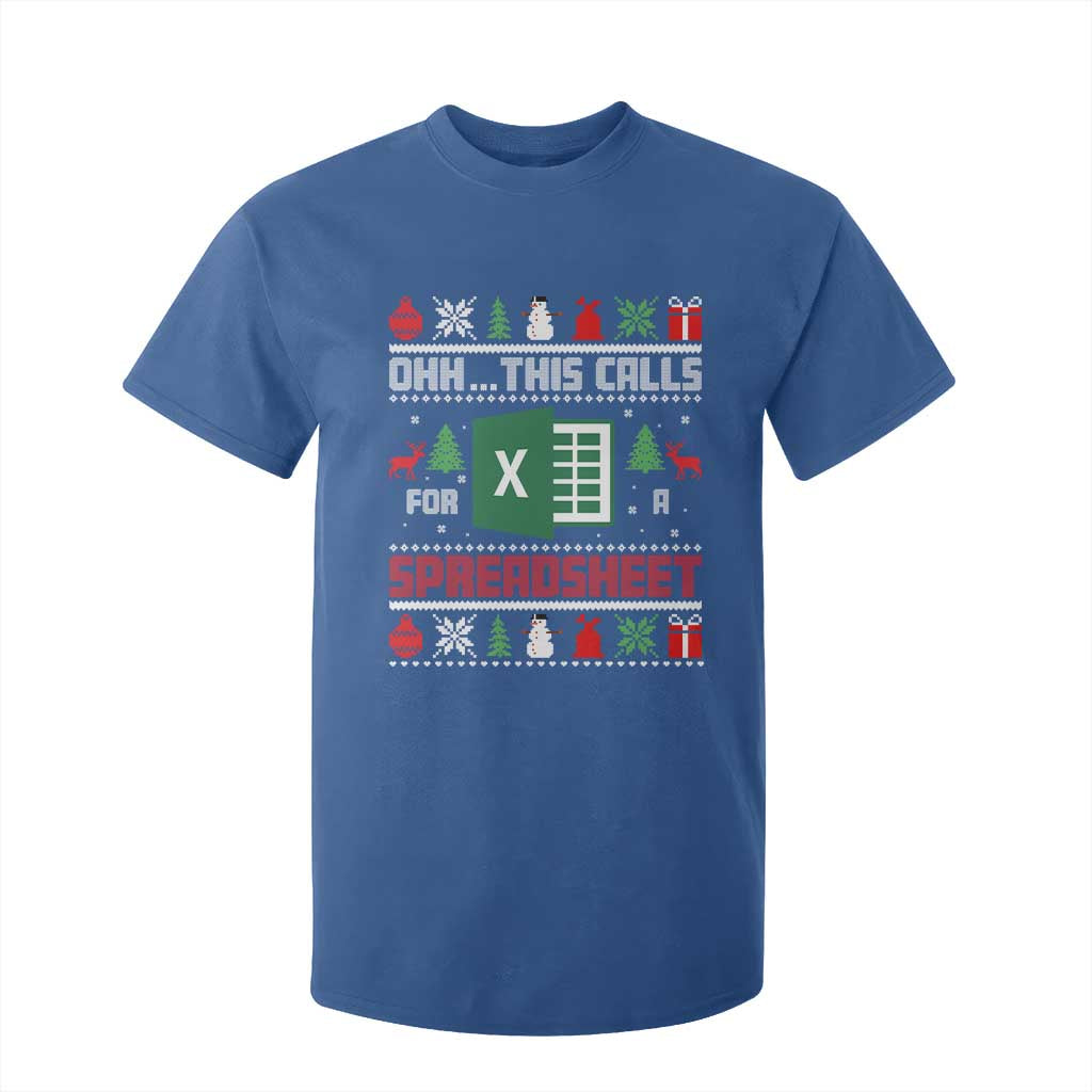 This Calls for a Spreadsheet Christmas T Shirt For Kid Funny Excel Xmas Gift for Data Nerds Accountants TS02 Royal Blue Print Your Wear