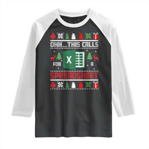 This Calls for a Spreadsheet Christmas Raglan Shirt Funny Excel Xmas Gift for Data Nerds Accountants TS02 Black White Print Your Wear