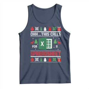 This Calls for a Spreadsheet Christmas Tank Top Funny Excel Xmas Gift for Data Nerds Accountants TS02 Navy Print Your Wear
