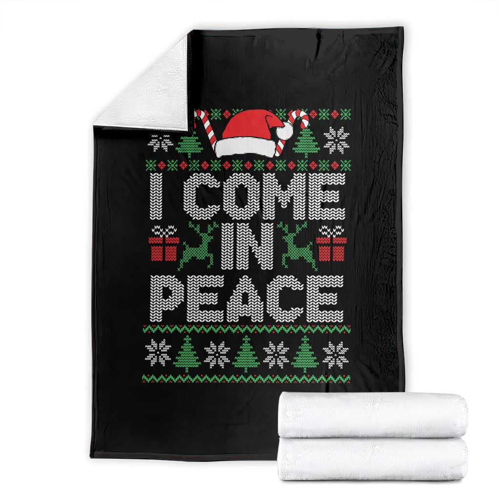 I Come In Peace Funny Christmas Matching Couple Throw Blanket Offensive Adult Humor Festive Holiday TS02 Black Print Your Wear