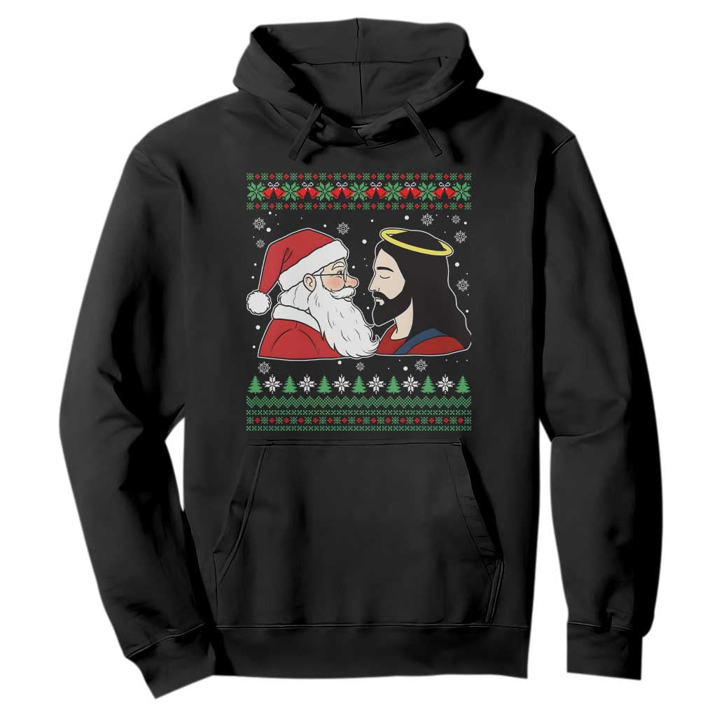 Funny Christmas Santa and Jesus Hoodie Most Wonderful Time Christian Holiday Gag Gift TS02 Black Print Your Wear