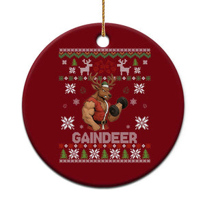 Funny Christmas Workout Gaindeer Ceramic Ornament Muscular Reindeer Holiday Gym Humor Wordplay TS02 1pc Red Print Your Wear