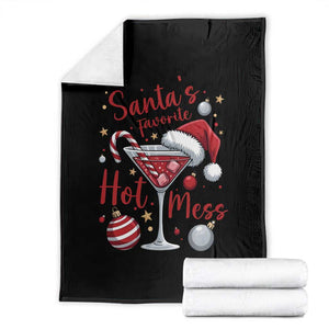 Funny Santa Favorite Hot Mess Throw Blanket Christmas Drinking Cocktail Lover TS02 Black Print Your Wear