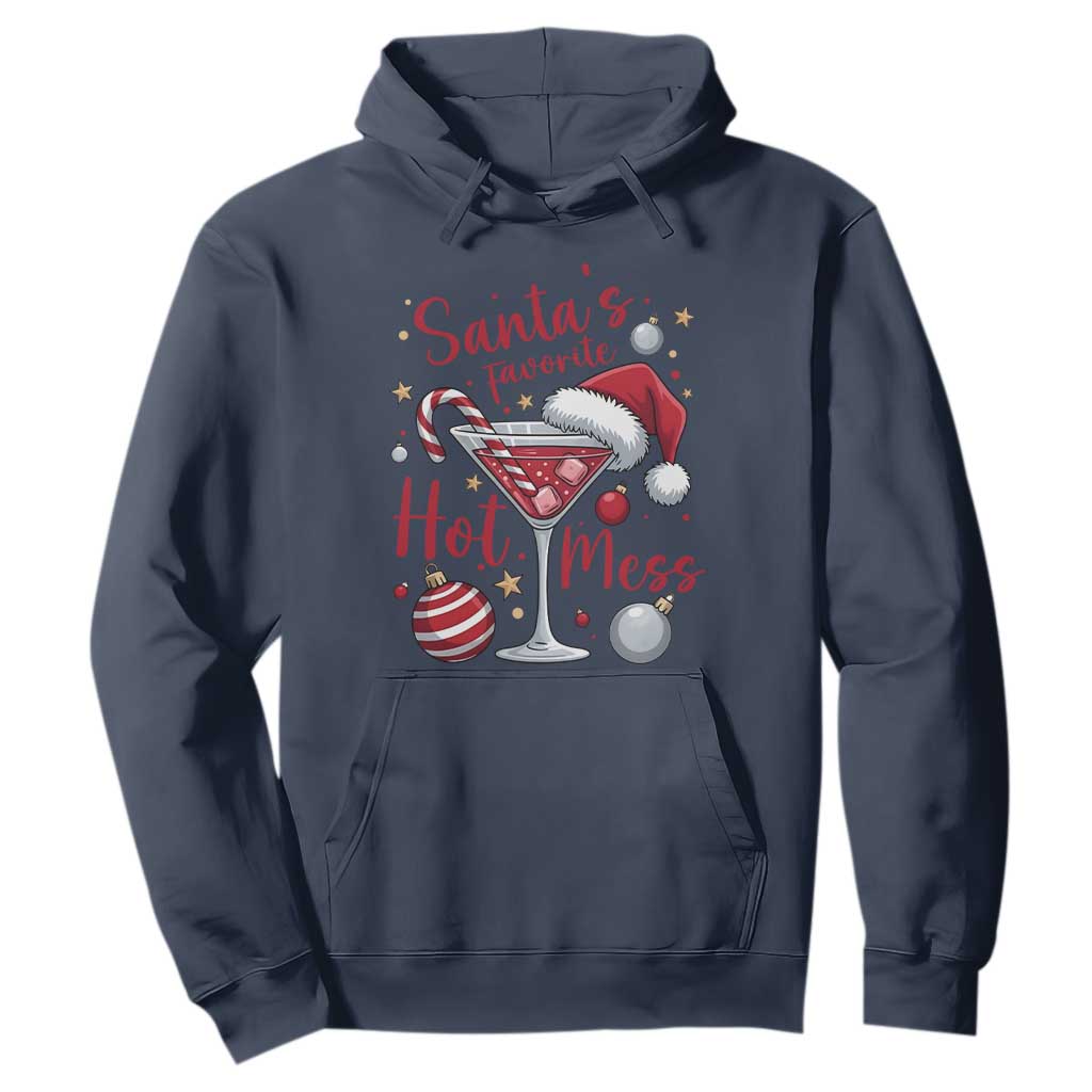 Funny Santa Favorite Hot Mess Hoodie Christmas Drinking Cocktail Lover TS02 Navy Print Your Wear