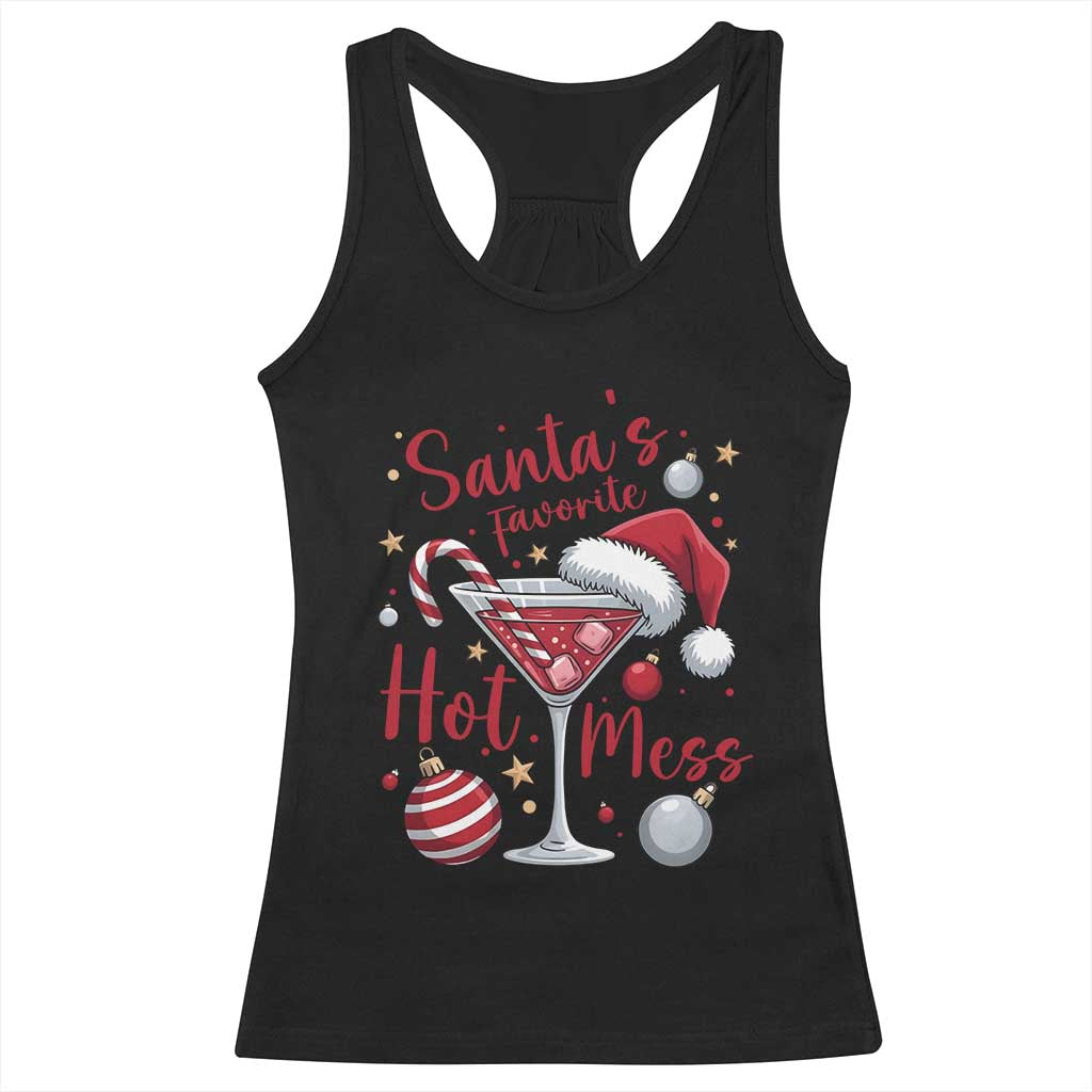 Funny Santa Favorite Hot Mess Racerback Tank Top Christmas Drinking Cocktail Lover TS02 Black Print Your Wear