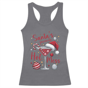 Funny Santa Favorite Hot Mess Racerback Tank Top Christmas Drinking Cocktail Lover TS02 Charcoal Print Your Wear