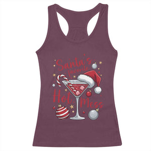 Funny Santa Favorite Hot Mess Racerback Tank Top Christmas Drinking Cocktail Lover TS02 Maroon Print Your Wear