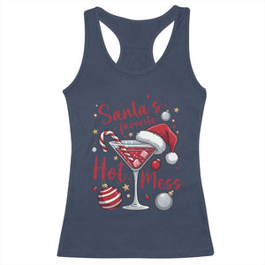Funny Santa Favorite Hot Mess Racerback Tank Top Christmas Drinking Cocktail Lover TS02 Navy Print Your Wear