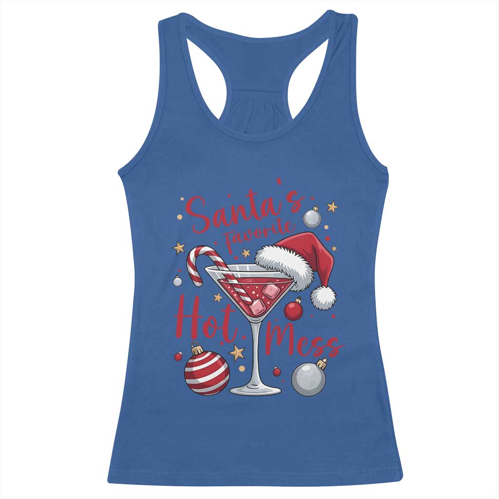 Funny Santa Favorite Hot Mess Racerback Tank Top Christmas Drinking Cocktail Lover TS02 Royal Blue Print Your Wear