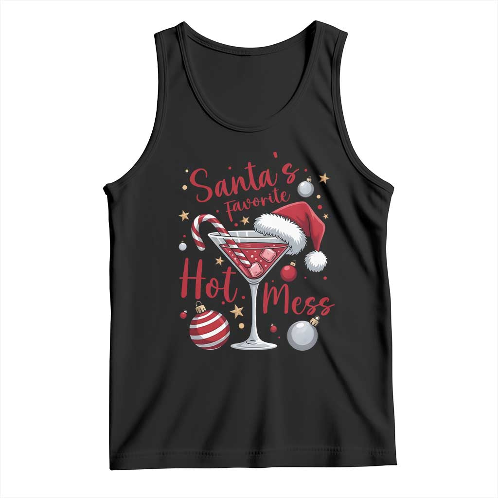 Funny Santa Favorite Hot Mess Tank Top Christmas Drinking Cocktail Lover TS02 Black Print Your Wear