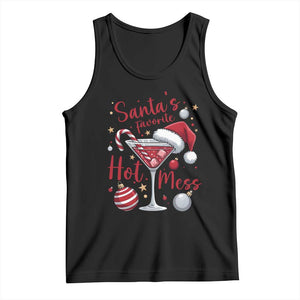 Funny Santa Favorite Hot Mess Tank Top Christmas Drinking Cocktail Lover TS02 Black Print Your Wear