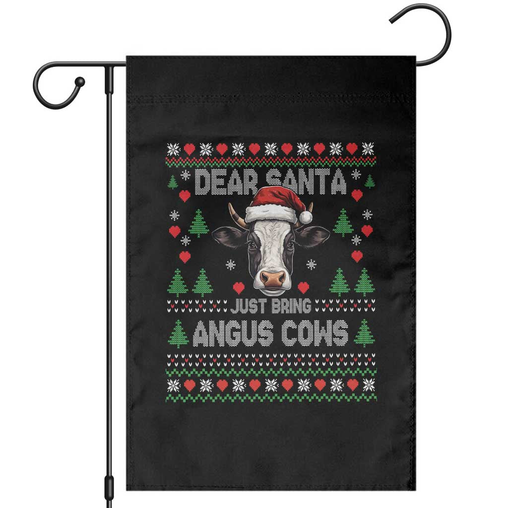 Dear Santa Angus Cow Christmas Garden Flag Funny Farm Cow Lover Holiday Farm Ugly Sweater TS02 Black Print Your Wear