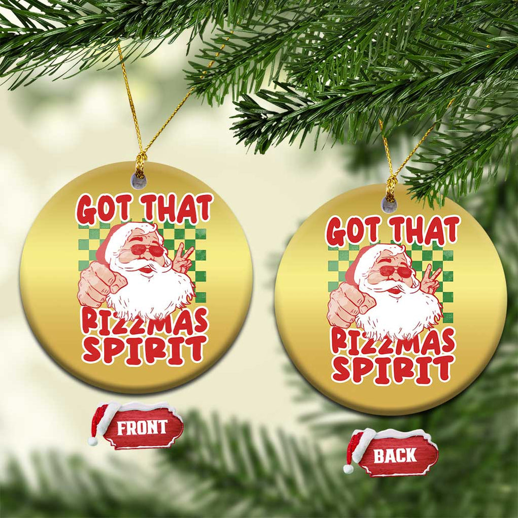 Funny Santa Rizz Xmas Christmas Ornament Got That Rizzmas Spirit Retro Groovy TS02 Circle Gold Print Your Wear