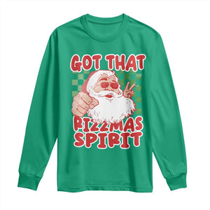 Funny Santa Rizz Christmas Long Sleeve Shirt Got That Rizzmas Spirit Retro Groovy TS02 Irish Green Print Your Wear