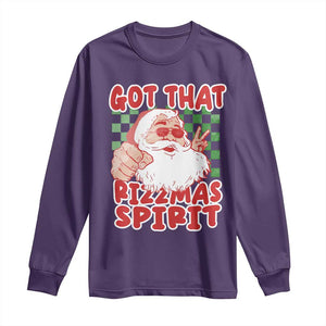 Funny Santa Rizz Christmas Long Sleeve Shirt Got That Rizzmas Spirit Retro Groovy TS02 Purple Print Your Wear