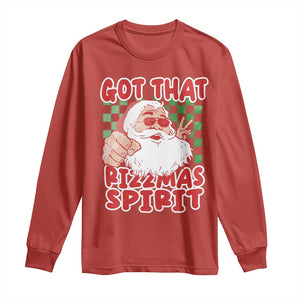 Funny Santa Rizz Christmas Long Sleeve Shirt Got That Rizzmas Spirit Retro Groovy TS02 Red Print Your Wear