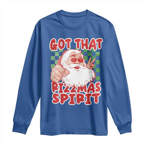 Funny Santa Rizz Christmas Long Sleeve Shirt Got That Rizzmas Spirit Retro Groovy TS02 Royal Blue Print Your Wear