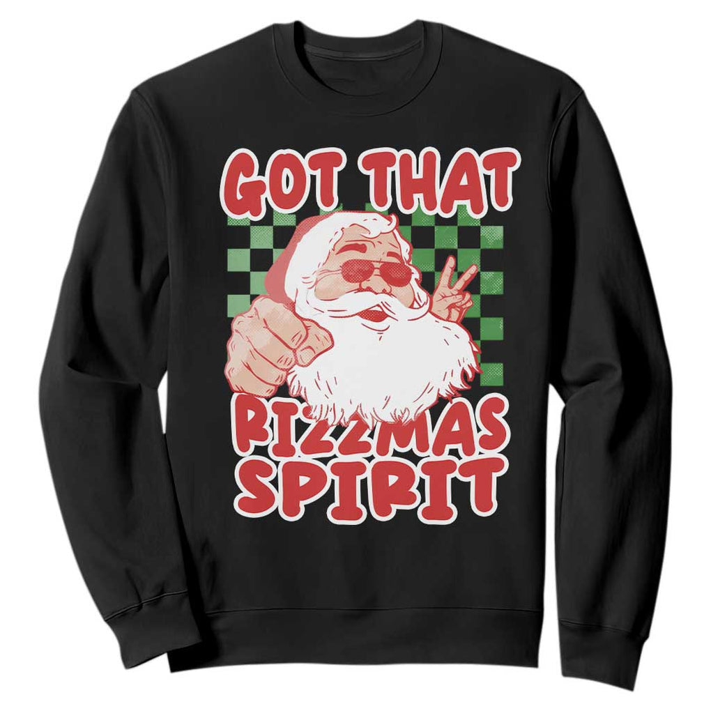 Funny Santa Rizz Christmas Sweatshirt Got That Rizzmas Spirit Retro Groovy TS02 Black Print Your Wear