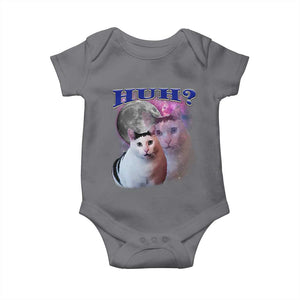 Funny Cat Emotion Meme Baby Onesie Huh Silly Sarcasm TS02 Charcoal Print Your Wear