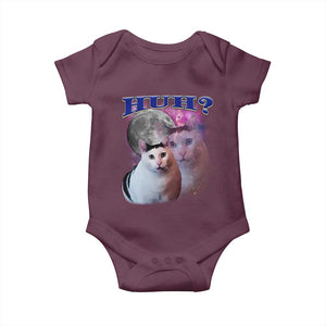 Funny Cat Emotion Meme Baby Onesie Huh Silly Sarcasm TS02 Maroon Print Your Wear