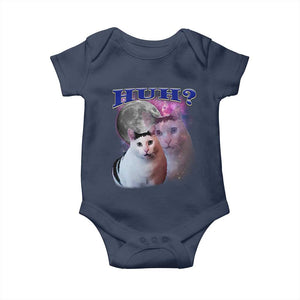 Funny Cat Emotion Meme Baby Onesie Huh Silly Sarcasm TS02 Navy Print Your Wear