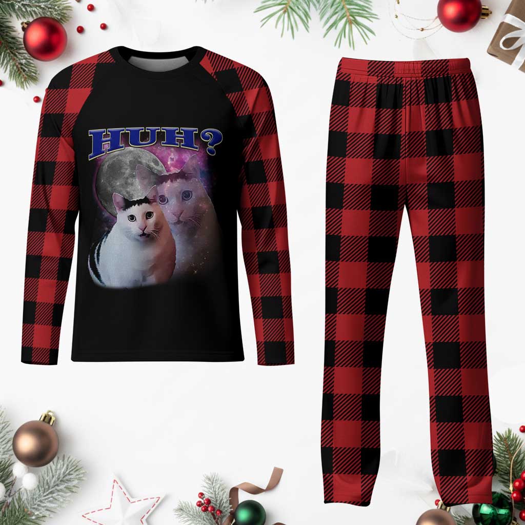 Funny Cat Emotion Meme Plaid Pajama Set Huh Silly Sarcasm TS02 Buffalo Plaid Print Your Wear