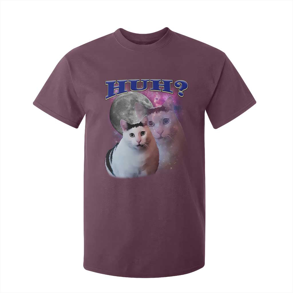 Funny Cat Emotion Meme T Shirt For Kid Huh Silly Sarcasm TS02 Maroon Print Your Wear