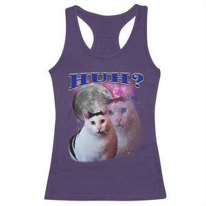 Funny Cat Emotion Meme Racerback Tank Top Huh Silly Sarcasm TS02 Purple Print Your Wear