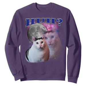 Funny Cat Emotion Meme Sweatshirt Huh Silly Sarcasm TS02 Purple Print Your Wear