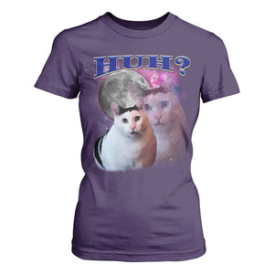 Funny Cat Emotion Meme T Shirt For Women Huh Silly Sarcasm TS02 Purple Print Your Wear