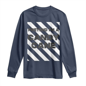 Funny Christmas Costume Long Sleeve Shirt Pretend I'm A Candy Cane TS02 Navy Print Your Wear