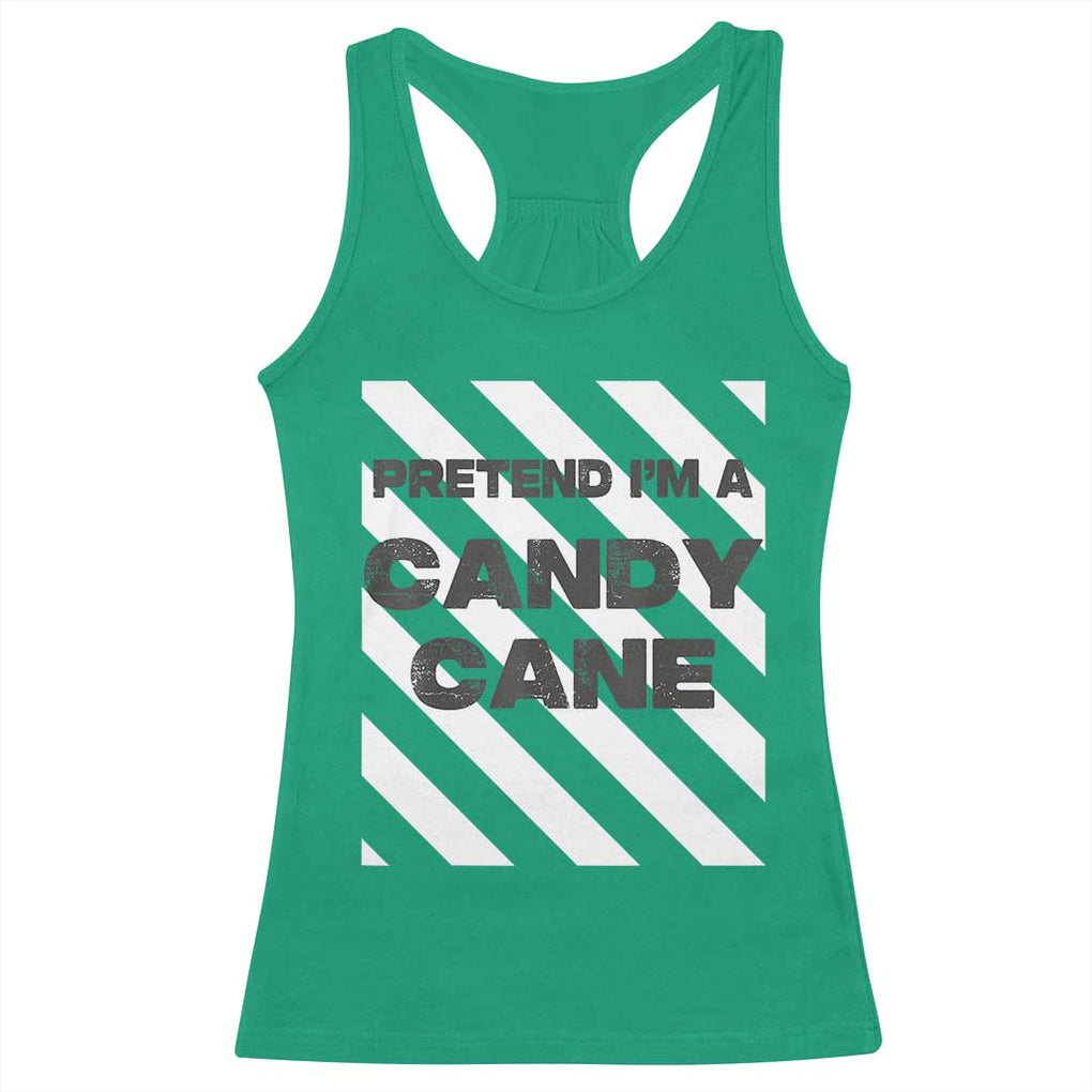 Funny Christmas Costume Racerback Tank Top Pretend I'm A Candy Cane TS02 Irish Green Print Your Wear