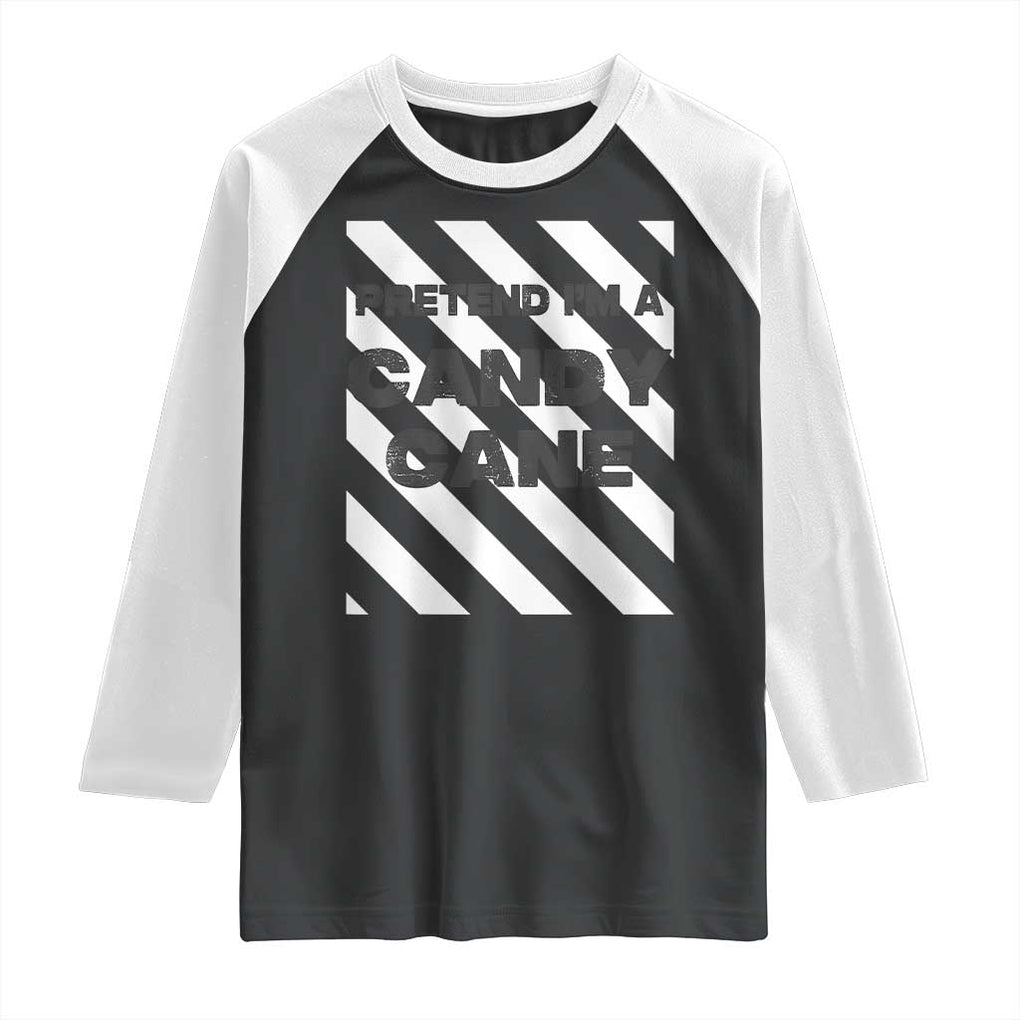 Funny Christmas Costume Raglan Shirt Pretend I'm A Candy Cane TS02 Black White Print Your Wear