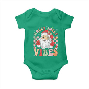 Retro Santa Christmas Baby Onesie Groovy Cute Santa Claus Christmas Vibes Xmas TS02 Irish Green Print Your Wear