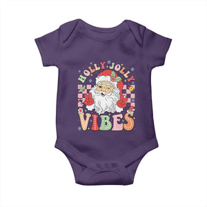 Retro Santa Christmas Baby Onesie Groovy Cute Santa Claus Christmas Vibes Xmas TS02 Purple Print Your Wear