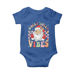 Retro Santa Christmas Baby Onesie Groovy Cute Santa Claus Christmas Vibes Xmas TS02 Royal Blue Print Your Wear