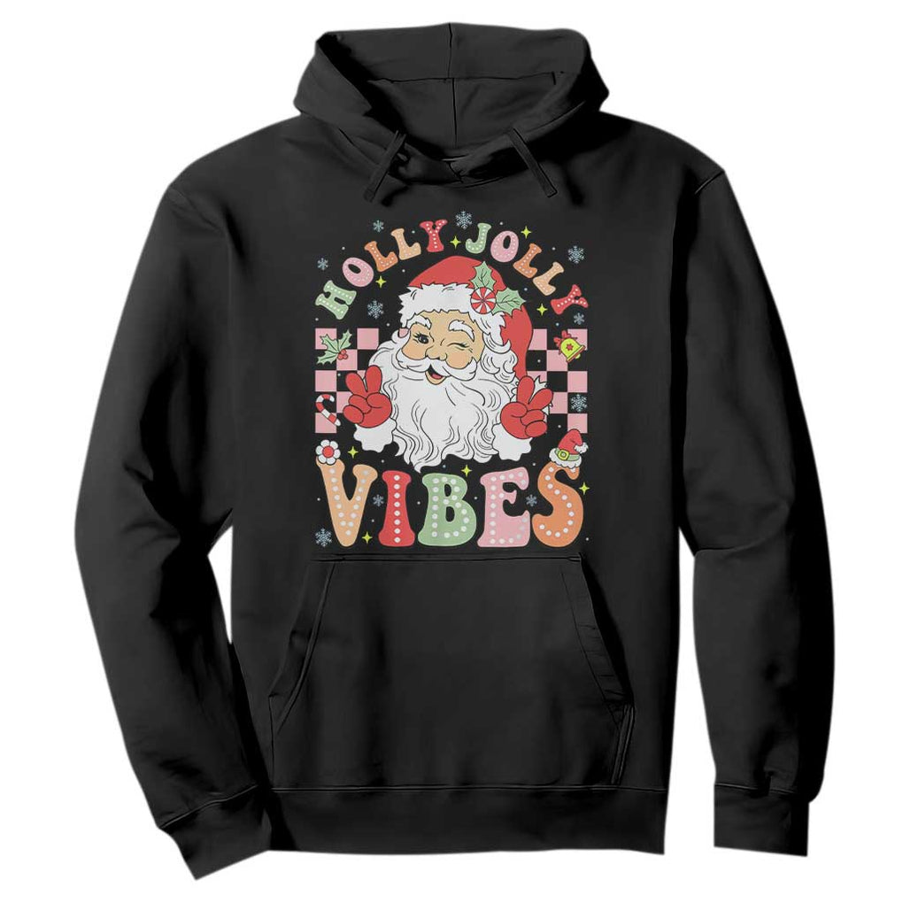 Retro Santa Christmas Hoodie Groovy Cute Santa Claus Christmas Vibes Xmas TS02 Black Print Your Wear