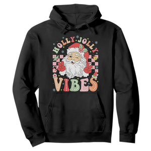 Retro Santa Christmas Hoodie Groovy Cute Santa Claus Christmas Vibes Xmas TS02 Black Print Your Wear