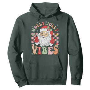 Retro Santa Christmas Hoodie Groovy Cute Santa Claus Christmas Vibes Xmas TS02 Dark Forest Green Print Your Wear