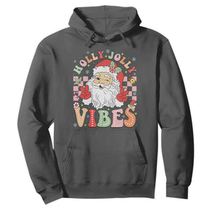 Retro Santa Christmas Hoodie Groovy Cute Santa Claus Christmas Vibes Xmas TS02 Dark Heather Print Your Wear