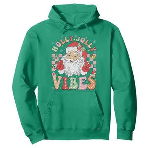 Retro Santa Christmas Hoodie Groovy Cute Santa Claus Christmas Vibes Xmas TS02 Irish Green Print Your Wear